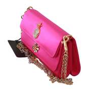 DOLCE & GABBANA  Pink Crystal Studs Evening Long Sling Borse Viscose Bag