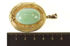 14K Yellow Gold 1960's Ornate Turquoise Photo Picture Locket Pendant