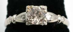 Gorgeous Vintage 1/2CT Mine-Cut Diamond Solitaire Ring in White Gold