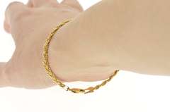 10K Yellow Gold Braided Ball Beaded Link Woven Chain Bracelet