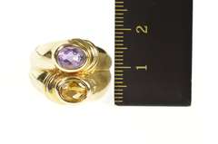 14K Yellow Gold Amethyst Citrine Tiered Statement Cocktail Ring
