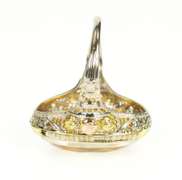 10K White Gold Art Deco Citrine Floral Rose Filigree Cocktail Ring