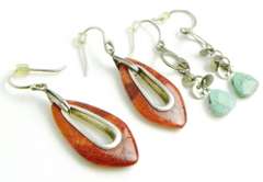 2 Pairs of Silpada Dangly Sterling Gemstone Earrings