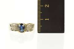14K Yellow Gold Oval Sapphire Diamond Pave Engagement Ring