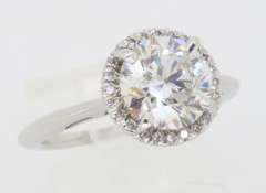 GIA Certified 1.72CTW Diamond Halo Engagement Ring