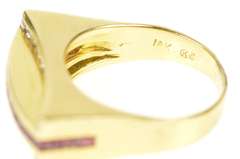 18K Yellow Gold 0.90 Ctw Ruby Diamond Squared Statement Band Ring