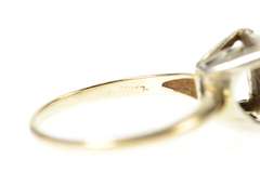 10K Yellow Gold Retro Squared Diamond Cluster Raised Cocktail Ring