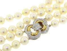 Unforgettable Double Strand Necklace w Pave Diamond Clasp