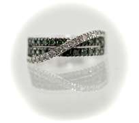 Creative 14K Blue-Green Diamond Bypass Ring