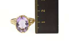 14K Yellow Gold Victorian Amethyst Oval Ornate Cocktail Ring