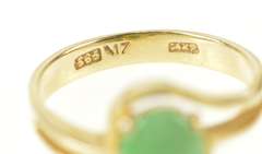 14K Yellow Gold Retro Oval Turquoise Wavy Freeform Statement Ring