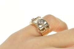 14K Yellow Gold 0.46 Ctw 1930's Diamond Ruby Belt Buckle Ring