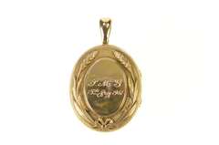 14K Yellow Gold 1960's Ornate Turquoise Photo Picture Locket Pendant