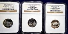 Lot of 3 Proof 70 Ultra Deep Cameo NGC 2006 State Quarters North Dakota, Nebraska, Nevada