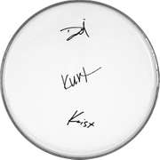 Nirvana Signed Facsimile Clear Drumhead Kurt Cobaine David Grohl Krist