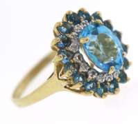 Fabulous Yellow Gold Blue Topaz and Diamond Accent Ring