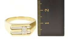 14K Yellow Gold Men's Diamond Two Tone Squared Wedding Ring
