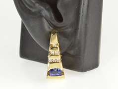 14K Yellow Gold Tanzanite Diamond Triangle French Clip Back Earrings