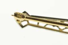 14K White Gold Princess Peridot Art Deco Filigree Bar Pin/Brooch