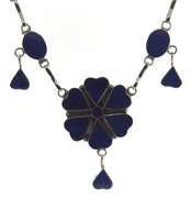 Sterling Silver Lapis Sun Style Necklace