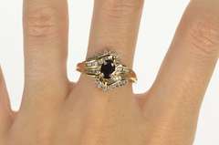 10K Yellow Gold 1.60 Ctw Sapphire Diamond Bypass Engagement Ring