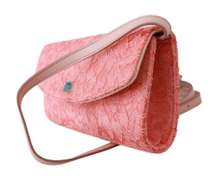 DOLCE & GABBANA  Pink Floral Lace Evening Long Clutch Cotton Bag