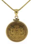 Unique 20kt YG 20 Mark Deutsches Coin Pendant on Chain