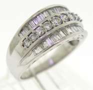 Sleek White Gold Triple Row Baguette &RBC Band