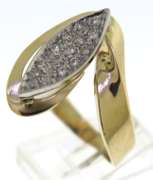 Elegant 14kt YG Pave Diamond Marquise Shape Ring