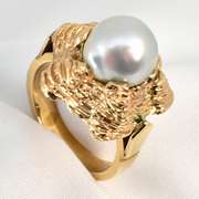 Unusual Gray Baroque Pearl Ring