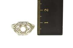 18K White Gold Art Deco Ornate Diamond Engagement Setting Ring