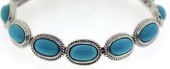 Sterling Silver Oval Turquoise Link Bracelet