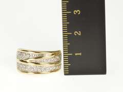 14K Yellow Gold Pave Zig Zag Cubic Zirconia Statement Band Ring