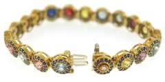 Wonderful Multi Color Sapphire Yellow Gold Bracelet