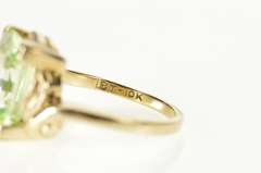 10K Yellow Gold Emerald Cut Lemon Lime Quartz Cocktail Ring