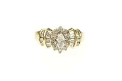 14K Yellow Gold 0.68 Ctw Marquise Diamond Halo Engagement Ring