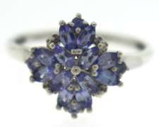 Sterling Silver Tanzanite Cluster Ring