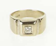14K Yellow Gold 0.36 Ct Men's Diamond Retro Solitaire Wedding Ring