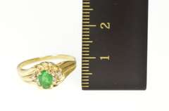 14K Yellow Gold Oval Emerald Diamond Bypass Engagement Ring