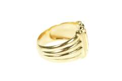 14K Yellow Gold Baguette Ruby Scalloped Geometric Statement Ring