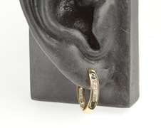 10K Yellow Gold Baguette Diamond Curved Semi Hoop Earrings