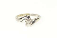 10K White Gold Diamond Solitaire Retro Bypass Promise Ring