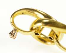 18K Yellow Gold Sapphire Inset Loop Twist Rings of Saturn Pin/Brooch