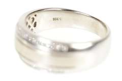 10K White Gold Men's Princess Diamond Channel Wedding Band Ring