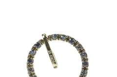 10K White Gold Sapphire Diamond Encrusted Ring Circle Drop Pendant