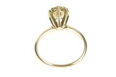 14K Yellow Gold Retro Diamond Halo Cluster Engagement Ring