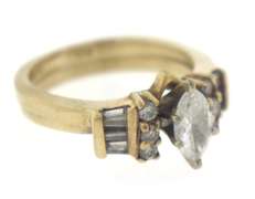 Vintage 14kt Yellow Gold Marquise Diamond Wedding Set