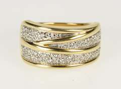 14K Yellow Gold Pave Zig Zag Cubic Zirconia Statement Band Ring