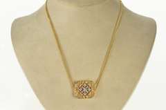 14K Yellow Gold Antique Diamond Scroll Slide Bracelet Charm/Pendant