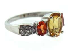 Sterling Silver Citrine and pink SApphire Ring